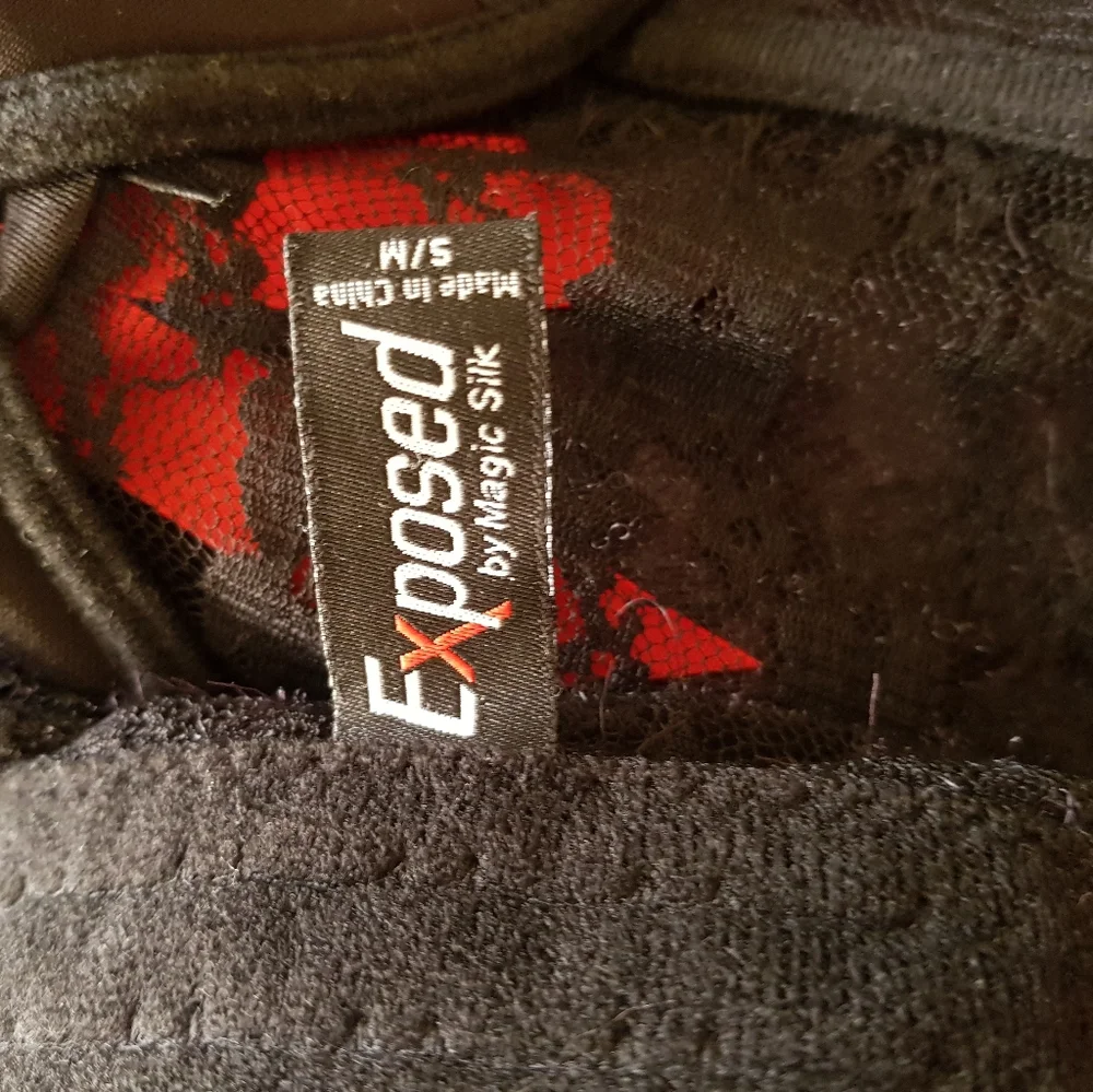 Exposed By Magic Silk Black Lace Stretchy Corset Lingerie Top Size S/M - Picture 5 of 7